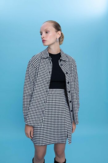 DeFacto A-Line Checked Lined Mini Skirt