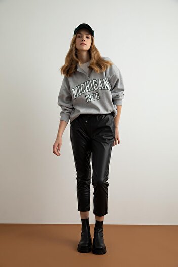 DeFacto Jogger Pocket Faux Leather Trousers