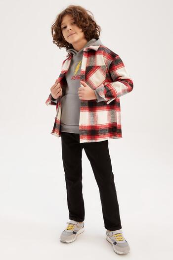 DeFacto Boy's Oversize Flannel Long Sleeve Shirt