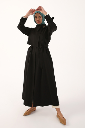 ALLDAY Μαύρο αντιανεμικό Abaya με φερμουάρ