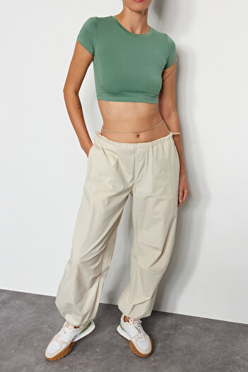 Edit by Trendyol Mint Crop Knitted T-Shirt TWOAW24TS00020