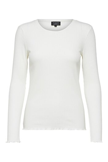 Selected Femme Oberteil mit langen Ärmeln Geripptes