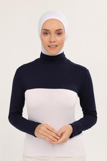 Altobeh Turtleneck Neck Collar Cuff Navy Blue