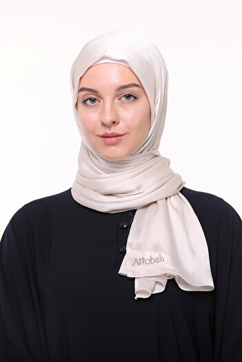 Altobeh Women's Plain Shiny Luxury Yoryo Satin Chiffon Evening Dress Janjan Shawl-dark Cream