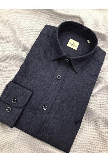 Sarar INTERVIEW WOVEN SLIM FIT PATTERNED NAVY BLUE SHIRT