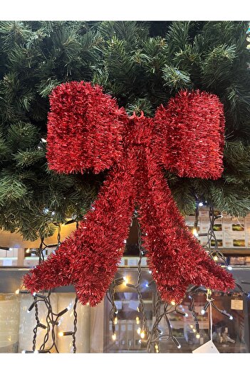 Ayd Home 40 cm Red Ribbon Glitter New Year Garland - New Year Christmas Christmas Decor