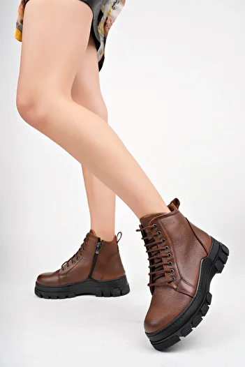Deripabuc Genuine Leather Tan Women's Leather Boots Dp46-2611