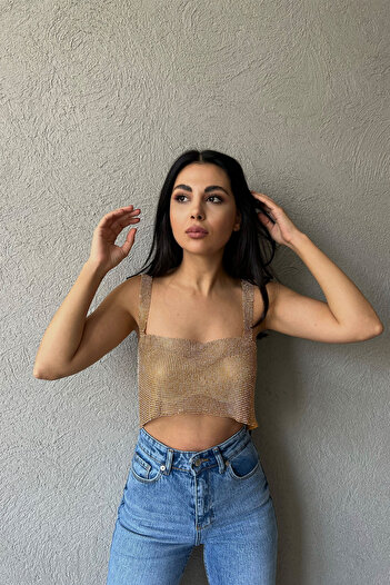 Seda Yalçın Atelier Gold Stoned Thick Strap Bustier