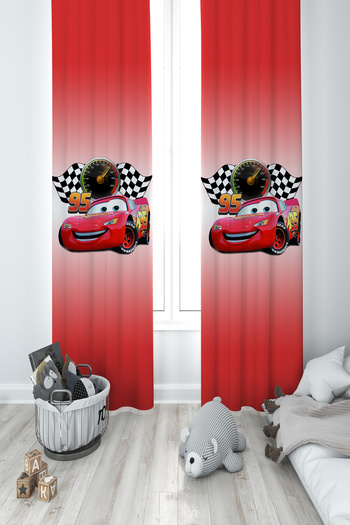 MASAL ODAM BABY AND KIDS ROOM McQueen Patterned 2 Wing Background Curtain