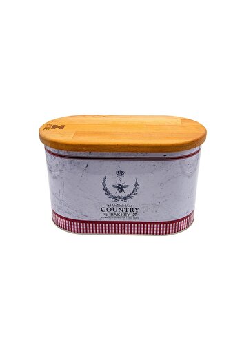 EVLE Er003-4o Country Bakery Patterned Wooden Covered Bread Dish 11 Lt