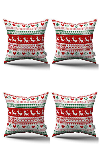 Cango Home Red New Year Themed Digital Printed Throw Pillow Pillow Case Set of 4 4Kmbs-Cgh224