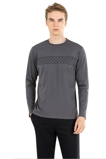 Pierre Cardin 6032 Ανδρικό Σετ μακρυμάνικο καπνιστό πιτζάμα