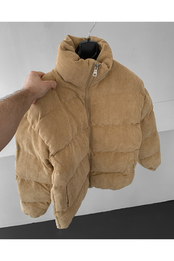 NO1 KONSEPT Beige Oversize Corduroy Padded Coat