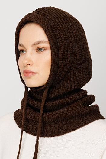 Mooncorn Acı Kahve Balaclava Triko Başlık