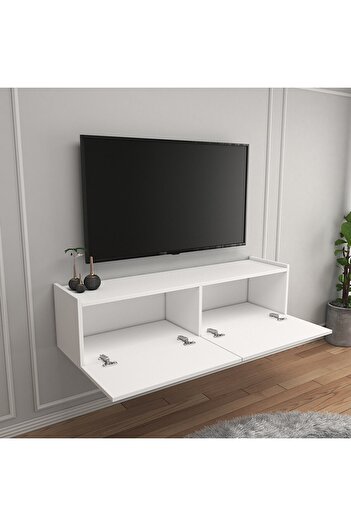 Egecan Mobilya Beyaz 80 Cm Tv Ünitesi Tv Sehpası Duvar Rafı Kitaplık