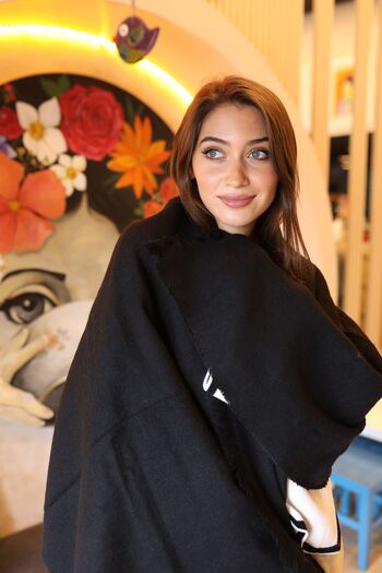 REMSA Soft Textured Thick Plain Scarf Shoulder Shawl 70X180 cm 1206 Black