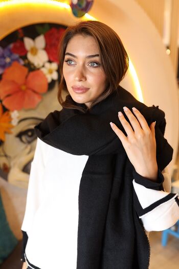 REMSA Soft Textured Thick Plain Scarf Shoulder Shawl 70X180 cm 1206 Black