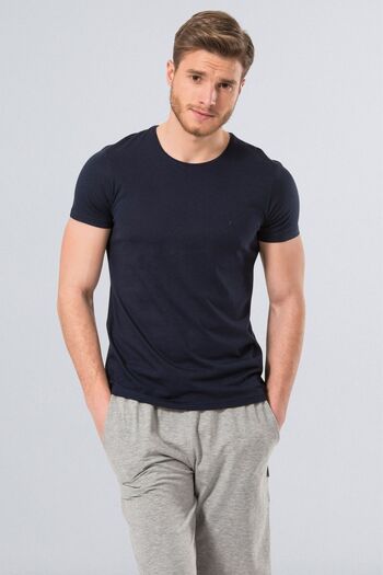 Cacharel 2169 Ανδρικό μπλουζάκι Modal O Neck Slim Fit Navy Blue