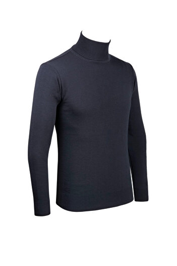 Çizgi Triko Men's Full Turtleneck Knitwear Sweater with Straight Sleeve and Elastic Waist Steel Knit Classic Fit