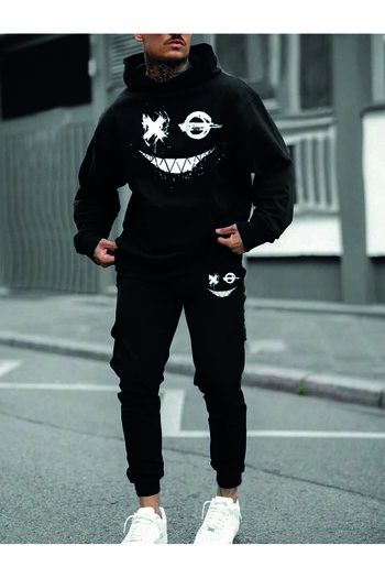 Hunors Sportswear & Company Ανδρική φόρμα oversize με κουκούλα από βαμβακερή φόρμα - Beast Printed