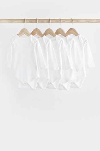 Next Baby 100% Cotton Long Sleeve White 5-Piece Bodysuit