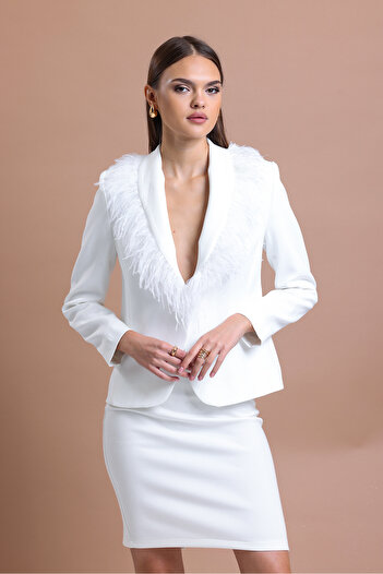 Tangül&Ali'S Moda Evi Otrişli White Blazer Jacket