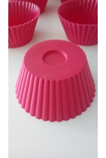 PİNK ROSE Bybirgül Red 12 Piece Silicone Mini Cake Mold, Browni Mold Red Cupcake Mold 12 Pieces