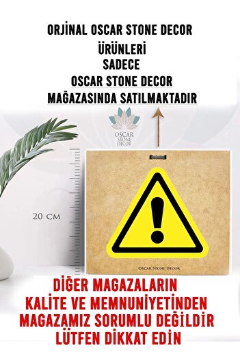 Oscar Stone Decor Çerçeveli Taş Duvar Dekoru 20 X 20 cm Çini Desen
