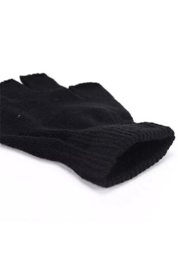 Touz I'm Okay Printed Unisex Black Cut-Out Double Gloves
