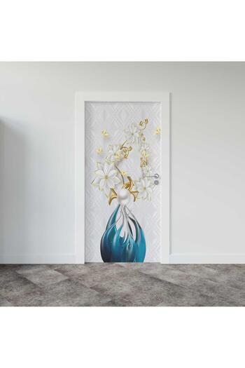 StickerArt Kapı Giydirme Kapı Sticker Folyosu 3D Çiçek ve Kelebek