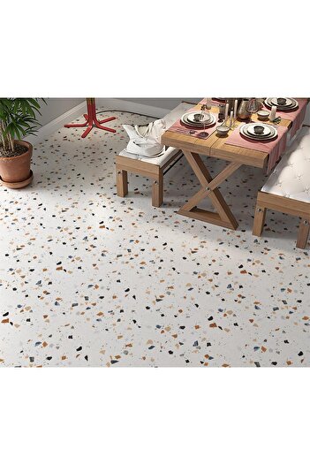 StickerArt Yer Kaplama Zemin Kaplama Folyosu 65x130 cm Terrazzo Mermer