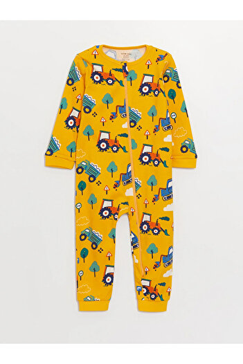 LC Waikiki LCW baby Bisiklet Yaka Baskılı Erkek Bebek Tulum 2'li