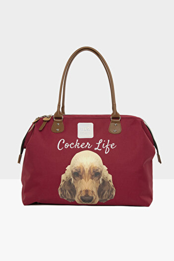 Bagmori Claret Red Women's Cocker Spaniel Printed Shoulder Strap Bag M000002654