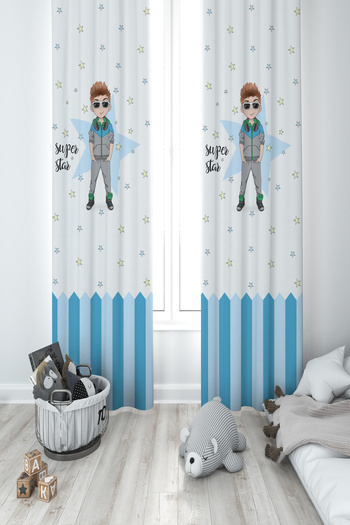 MASAL ODAM BABY AND KIDS ROOM Super Star Starry 2 Wing Background Curtain