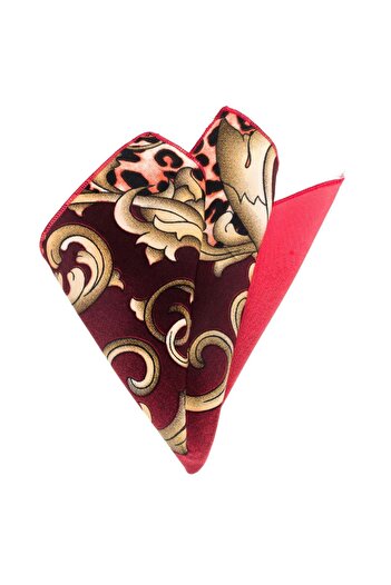 Exve Exclusive Red Colored Digital Printed Pocket Collar Handkerchief