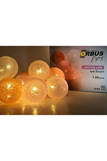 ORBUS Koton Top Led Işık 10 adet Pilli