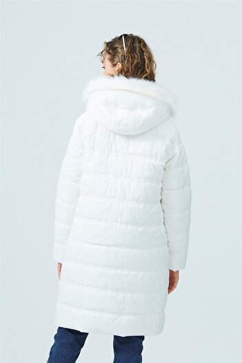 Moodbasic Mb18.62 Taşlı Baskılı Mont - Beyaz