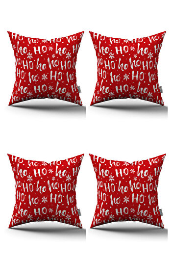 Cango Home Red New Year Themed Set of 4 Digital Printed Throw Pillow Pillow Cases