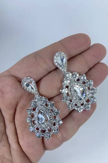 Hobigram Silver Drop Model Big Small Stone Henna Wedding Engagement Earring – Bijoux Earring, Stylish Design – Bijoux Earring