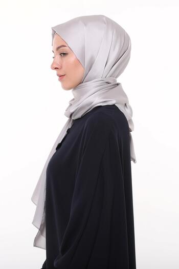 Altobeh Women's Plain Crepe Satin Shiny Luxury Evening Dress Shawl-Light Gray