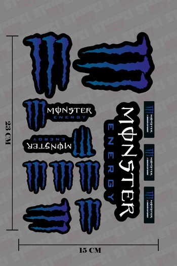 STİCKERCI BEY Set de autocolante Blue Monster Auto - Motocicletă - Autocolant pentru computer