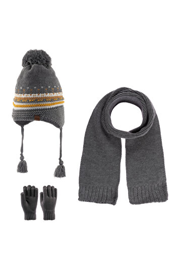 Kitti 4-8 Years Baby Boy & Kids Scarf Beanie Gloves Set of 3