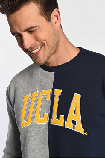 UCLA Reddley Синій Oversize Світшот з велосипедним коміром та аплікацією для чоловіків