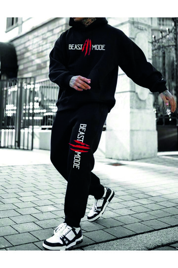 Hunors Sportswear & Company Ανδρική φόρμα oversize με κουκούλα από βαμβακερή φόρμα - Beast Printed