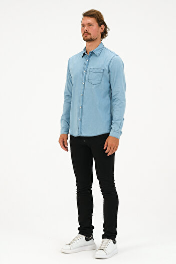 Catto Peak Slim Fit τζιν πουκάμισο τσέπης