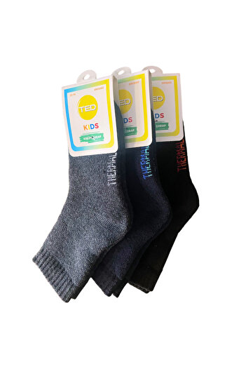socksbox KIZ/ERKEK ÇOCUK KIŞLIK TERMAL DİKİŞSİZ ÇORAP/3 ÇİFT/
