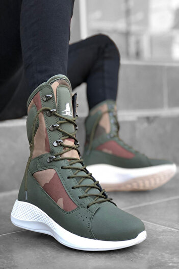 Mida Shoes Bağcıklı Siyah Acık Askeri Yüksek Taban Boksör Unisex Spor Postal Bot