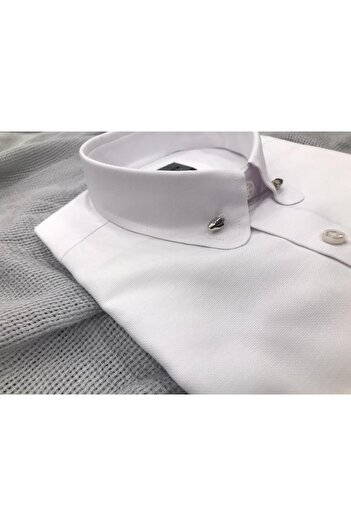 Sarar Cămașă albă INTERVIEW WOVEN GULER NEEDLE SLIM FIT