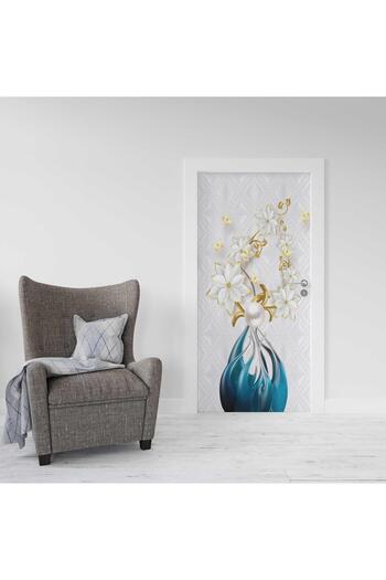 StickerArt Kapı Giydirme Kapı Sticker Folyosu 3D Çiçek ve Kelebek