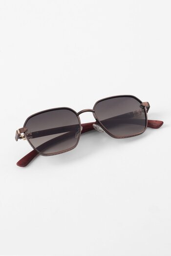 Kapin Vanessa Wooden Detailed Metal Design Sunglasses - Brown